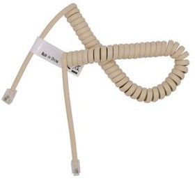 RND 765-00131, Telephone Modular Cable, RJ10 Plug - RJ10 Plug, Coiled, 2m, Ivory