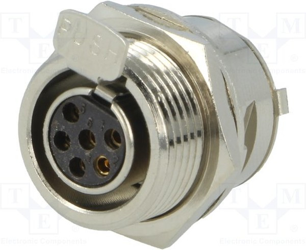 AG6FCE, Гнездо; XLR mini; "мама"; PIN: 6; пайка; 1,2А; 0,38мм2