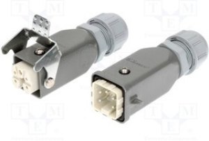 Pin contact insert, 16B, 4 pole, equipped, screw connection, with PE contact, 09380062611