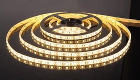 60Led-14.4W-IP65-12V теплый белый, Лента светодиодная, теплый белый, 12В, 14.4Вт/м, 60SMD(5050)/м, 3300К,IP65, 10мм, цена за катушку 5м