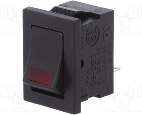 DS-850K-S-LR-K, ROCKER; SPST; Pos: 2; ON-OFF; 3A/250VAC; black; LED; Rcont max: 20m?