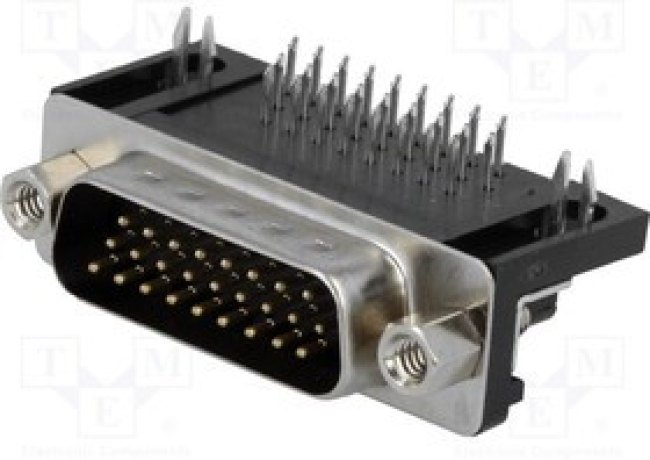 DMR26M-HD, Гнездо, D-Sub HD, PIN 26, "папа", Фиксация винтами, угловой 90° DMR26M-HD, Гнездо, D-Sub HD, PIN 26, "папа", Фиксация винтами, угловой 90°