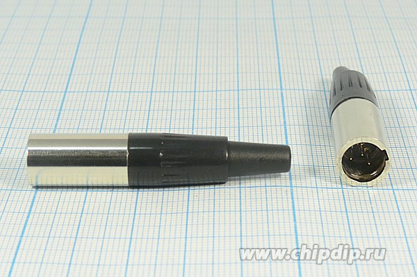 Штекер питания miniXLR на кабель, четыре контакта; №2826 штек мик miniXLR\4P\каб\ B8,5\\MC980-4P