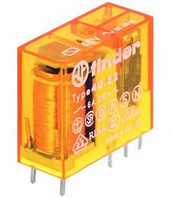 Реле миниатюрное универсальное электромеханич. монтаж на печатную плату или в розетку выводы с шагом 5мм 2CO 8А AgNi 48В AC RTII FINDER 4052