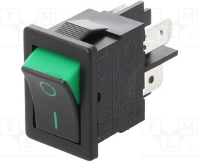 AE-H8550XBAAC, ROCKER; DPST; Pos: 2; ON-OFF; 10A/250VAC; black-green; none; 8500