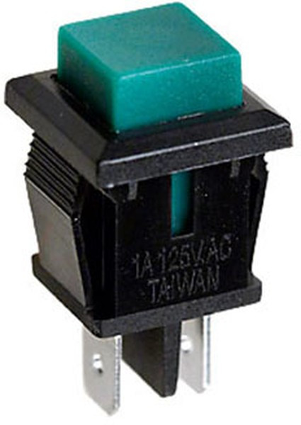 PB-02TGN-G, Кнопка без фиксации на замыкание 0.5А 250В квадратная -зеленый-