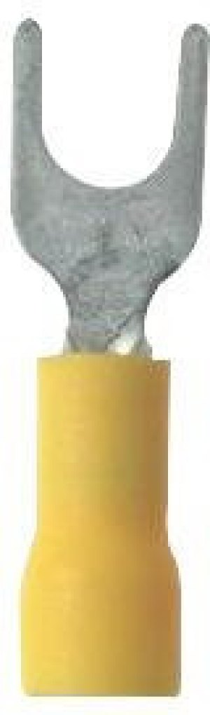 PV22-6F-MYY, TERMINAL, FORK TONGUE, #6, 26-22AWG, YEL PV22-6F-MYY, TERMINAL, FORK TONGUE, #6, 26-22AWG, YEL