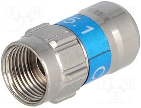 99909644-01, Вилка, F, "папа", прямой, RG6, 7,1мм, вдавливание, на провод