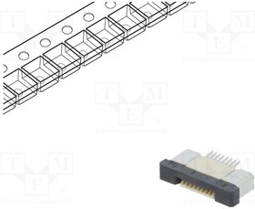 DS1020-09-8VBT1B-R, Разъем: FFC (FPC); горизонтальный; PIN: 8; ZIF; SMT; 500мА; луженые
