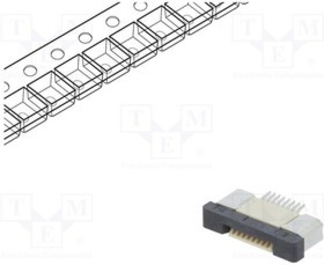DS1020-09-8VBT1B-R, Разъем: FFC (FPC); горизонтальный; PIN: 8; ZIF; SMT; 500мА; луженые DS1020-09-8VBT1B-R, Разъем: FFC (FPC); горизонтальный; PIN: 8; ZIF; SMT; 500мА; луженые