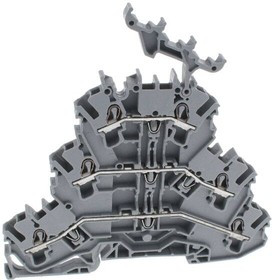 Three level terminal, spring-clamp connection, 0.25-2.5 mm², 3 pole, 24 A, 6 kV, gray, 2002-3231