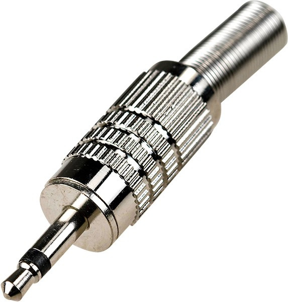 1-056, штекер аудио 3.5мм моно металл на кабель d до 6.5мм