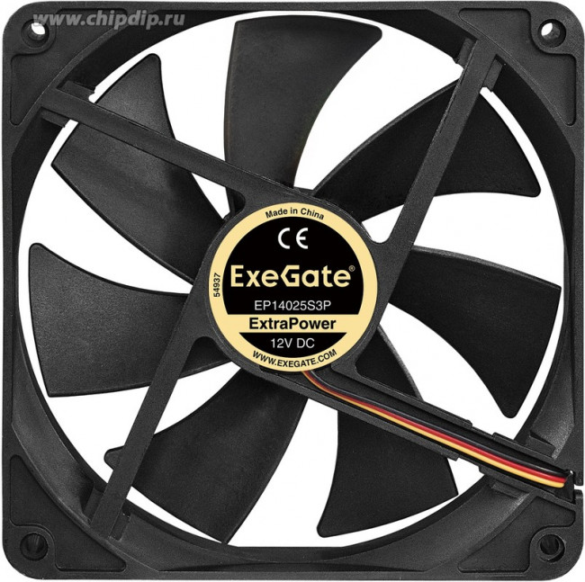EX241638RUS, Вентилятор 12В DC ExeGate ExtraPower EP14025S3P (140x140x25 мм, Sleeve bearing (подшипник скольжения), 3pin, 1600RPM, 31dBA) EX241638RUS, Вентилятор 12В DC ExeGate ExtraPower EP14025S3P (140x140x25 мм, Sleeve bearing (подшипник скольжения), 3pin, 1600RPM, 31dBA)
