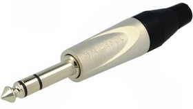 TS3P, Вилка; Jack 6,35мм; "папа"; stereo; прямой; на провод; пайка; серый