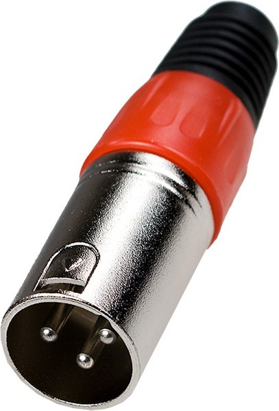 1-503 RD, разъем XLR 3 контакта штекер металл цанга на кабель красный