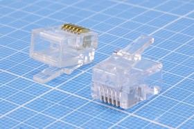 Штекер телефонный 6P6C, каб/обж, TP6P6C[RJ-12]; №846 штек телеф 6P6C\\каб/обж\ TP6P6C[RJ-12]