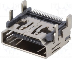 690-019-298-412, Разъем HDMI, гнездо, PIN 19, позолота, Покрытие корпуса лужение