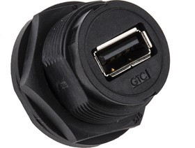 Straight, Panel Mount, Socket Type A IP67 USB Connector Straight, Panel Mount, Socket Type A IP67 USB Connector