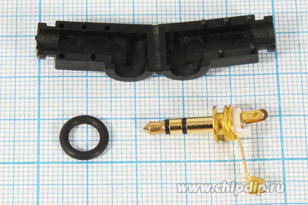 Вилка 3.5 стерео, контакты 3C[Au], на кабель угловой, пластик хвост