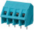 TB008A-508-04BE, Fixed Terminal Blocks Terminal block, screw type, 5.08 , 45, 4 poles, CUI Blue, slotted screw, PCB mount