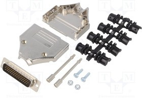 DTPK25-M-HDP44-K, Разъем D-Sub HD; PIN: 44; вилка; "папа"; пайка; на провод; черный