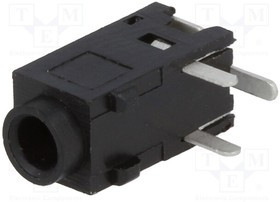 1501 05, Conn 2.5MM Stereo Jack F 3 POS Solder RA Thru-Hole 3 Terminal 1 Port Bulk