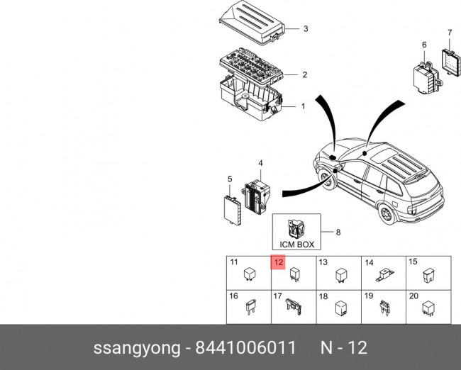 8441006011, Реле SSANGYONG Actyon (06-),Kyron (05-),Actyon Sport (06-),Rexton (02-) (5Р) OE 8441006011, Реле SSANGYONG Actyon (06-),Kyron (05-),Actyon Sport (06-),Rexton (02-) (5Р) OE