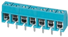 TB002-500-07BE, Fixed Terminal Blocks Terminal block, screw type, 5.00 , horizontal, 7 poles, CUI Blue, slotted screw, PCB mount
