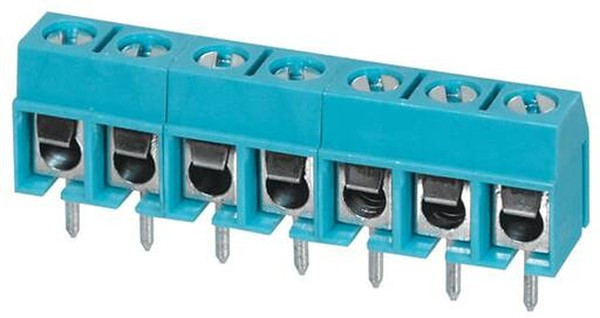 TB002-500-07BE, Fixed Terminal Blocks Terminal block, screw type, 5.00 , horizontal, 7 poles, CUI Blue, slotted screw, PCB mount