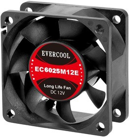 EC6025M12SP, Вентилятор 12В, 60х60х25мм, подш. скольжения, 4500 об/мин, кабель 3-- 4pin (PWM)