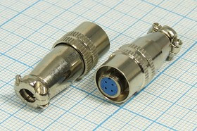 Разъем (быстроразъемный) XS8JK4P-F розетка, контакты 4P, диаметр B 8, монтаж на кабель, XS8JK4P-F