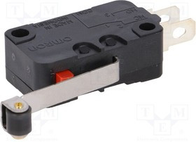 D3V-166-1A5, Микропереключатель, Миниатюрный, Петлевой Роликовый Рычаг, SPDT, Пайка, 16 А