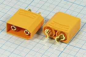 Разъем питания DC вилка , 2C, на кабель, XT-90M