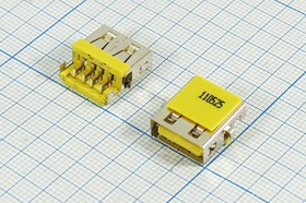Гнездо USB, Тип A, угловое, 4 контакта, на плату; №12659 гн USB \A\4P2C\плат\угл\USB A-SA1