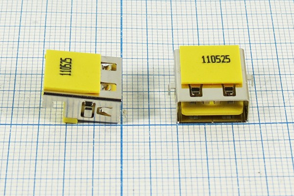 Гнездо USB, Тип A, угловое, 4 контакта, на плату; №12659 гн USB \A\4P2C\плат\угл\USB A-SA1