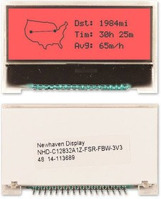 NHD-C12832A1Z- FSR-FBW-3V3, LCD Graphic Display Modules &amp; Accessories FSTN+ Red 128x32 3V