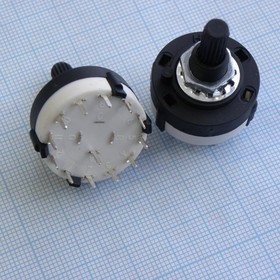 DS SR25 2-12, Переключатель поворотный 2-12(1группа*12) положений ручки (регулируется шайбой), вал 6мм с насечкой DS SR25 2-12, Переключатель поворотный 2-12(1группа*12) положений ручки (регулируется шайбой), вал 6мм с насечкой