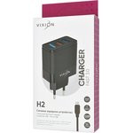 Блок питания (сетевой адаптер) VIXION H2m 2xUSB QC 3.0, 2.4A с кабелем micro USB 1м (черный)