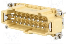 JNEM 16, Штекерная вставка, серия JNE, винтовое клеммное соединение, 16 полюсов + PE, 16 А 500 В 6 кВ 3, размер "77,27", с пластиной