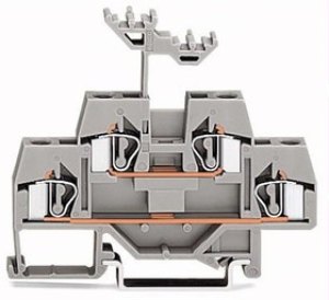 Double level terminal, spring-clamp connection, 0.08-4.0 mm², 2 pole, 26 A, 6 kV, gray, 281-619