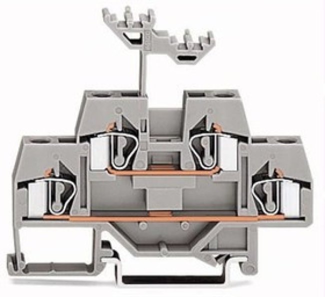 Double level terminal, spring-clamp connection, 0.08-4.0 mm², 2 pole, 26 A, 6 kV, gray, 281-619