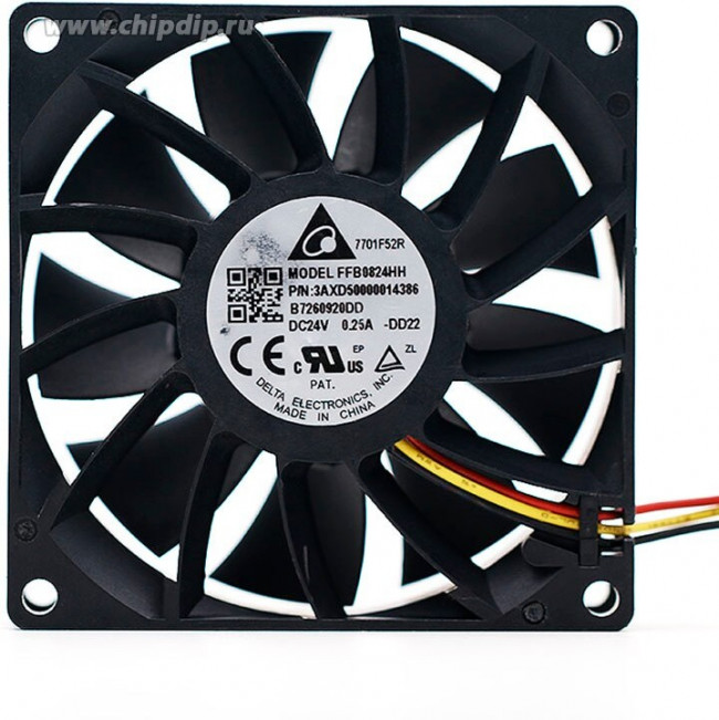 Вентилятор Delta Electronics FFB0824HH 24v 0.25A -H208 3pin 80x80x25