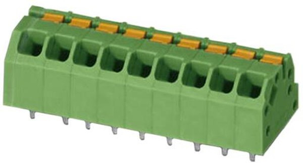 PCB terminal, 9 pole, pitch 3.5 mm, AWG 24-16, 16 A, spring-clamp connection, green, 1862000