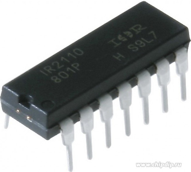 IR2110PBF, Драйвер ключей нижнего и верхнего уровней, 500В, 2А, [DIP-14]