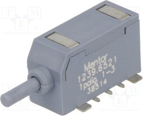 1239.6521, Переключатель: кнопочный, Пол: 2, SPDT, 0,5A/60ВAC, 0,5A/60ВDC