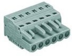 231-106/026-000, Съемная клеммная колодка, 5 мм, 6 вывод(-ов), 28AWG до 12AWG, 2.5 мм², Зажим, 16 А
