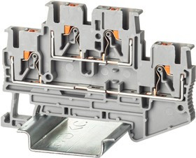 Клемма двухуровневая зажим push-in 4 точки подключения 2.5кв.мм сер. DKC VPRTT-2.5-GY