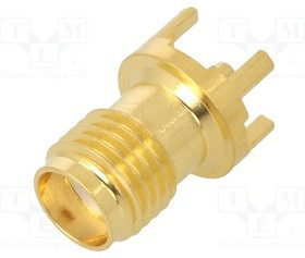 BU-1420701231, Гнездо; SMA; "мама"; прямой; 50Ом; THT; на PCB; тефлон; позолота