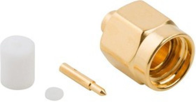 132101, Разъем РЧ / Коаксиальный, SMA Коаксиальный, Прямой Штекер, Пайка, 50 Ом, RG405, Латунь "Amphen"