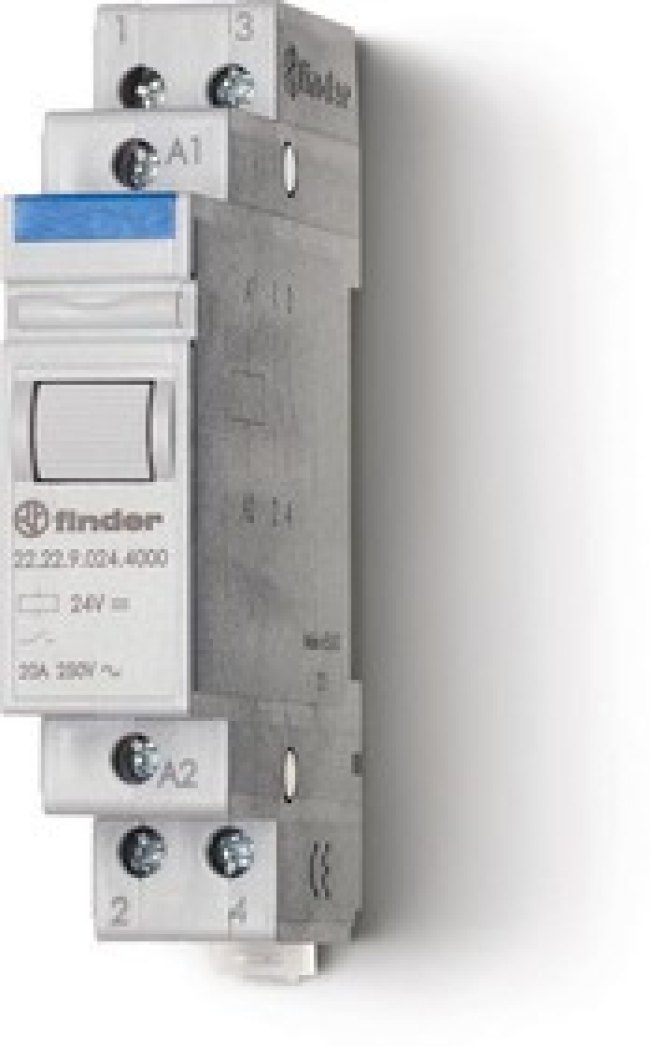 Контактор модульный 2NO 20А AgSnO2 24В DC 17.5мм IP20 FINDER 222290244000 Контактор модульный 2NO 20А AgSnO2 24В DC 17.5мм IP20 FINDER 222290244000